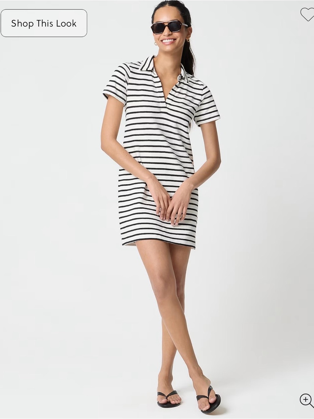 J. Crew Factory Black & White Striped Knit Collared Mini Dress